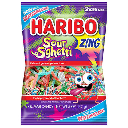 Haribo Zing Sour S'ghetti Candy 12/5oz (142g)