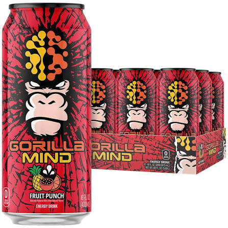Gorilla Mind Fruit Punch Energy 12/16oz Cans