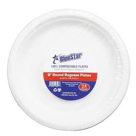 Bluestar 9" 3 Compartment Paper Plates 25ct