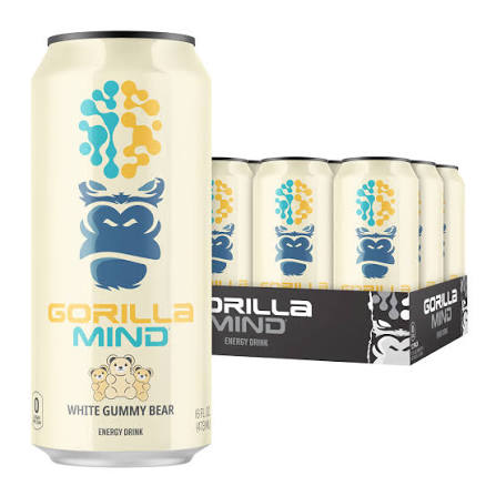 Gorilla Mind Energy Drink White Gummy Bear 12/16oz