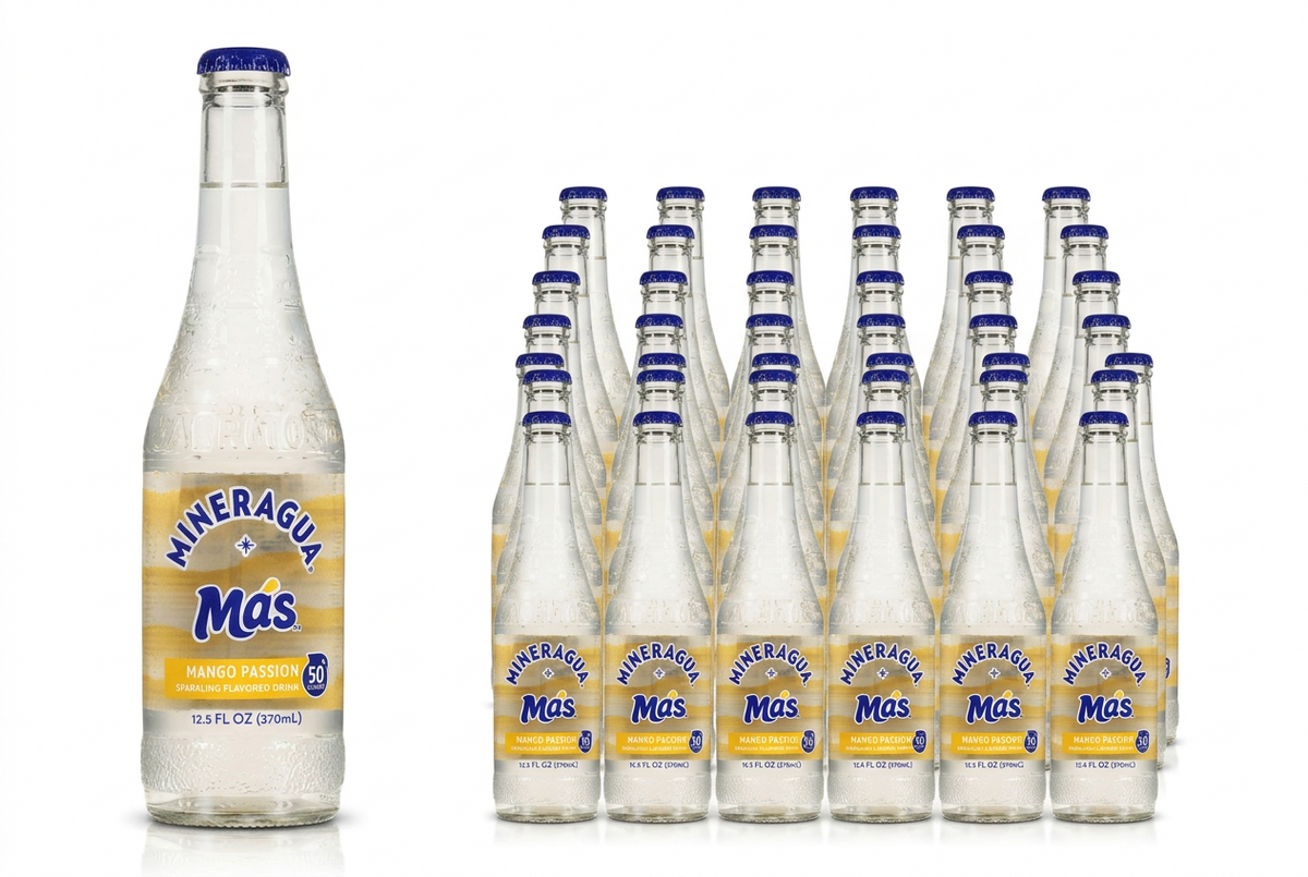 Jarritos 24/12.5oz Mineragua Mas Mango PassioGlass