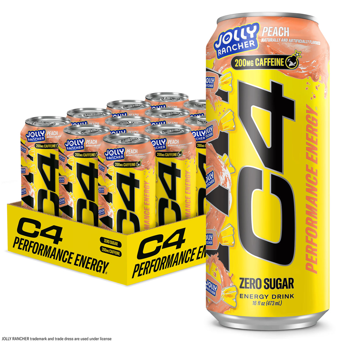C4 12/16oz Jolly Rancher Peach Energy Drink