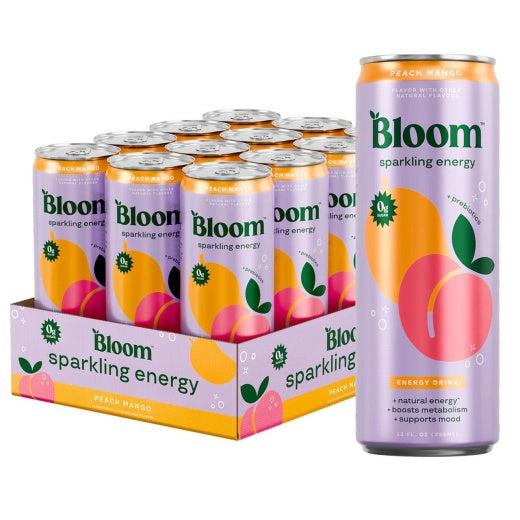 Bloom Sparkling Energy Peach Mango 12/12oz