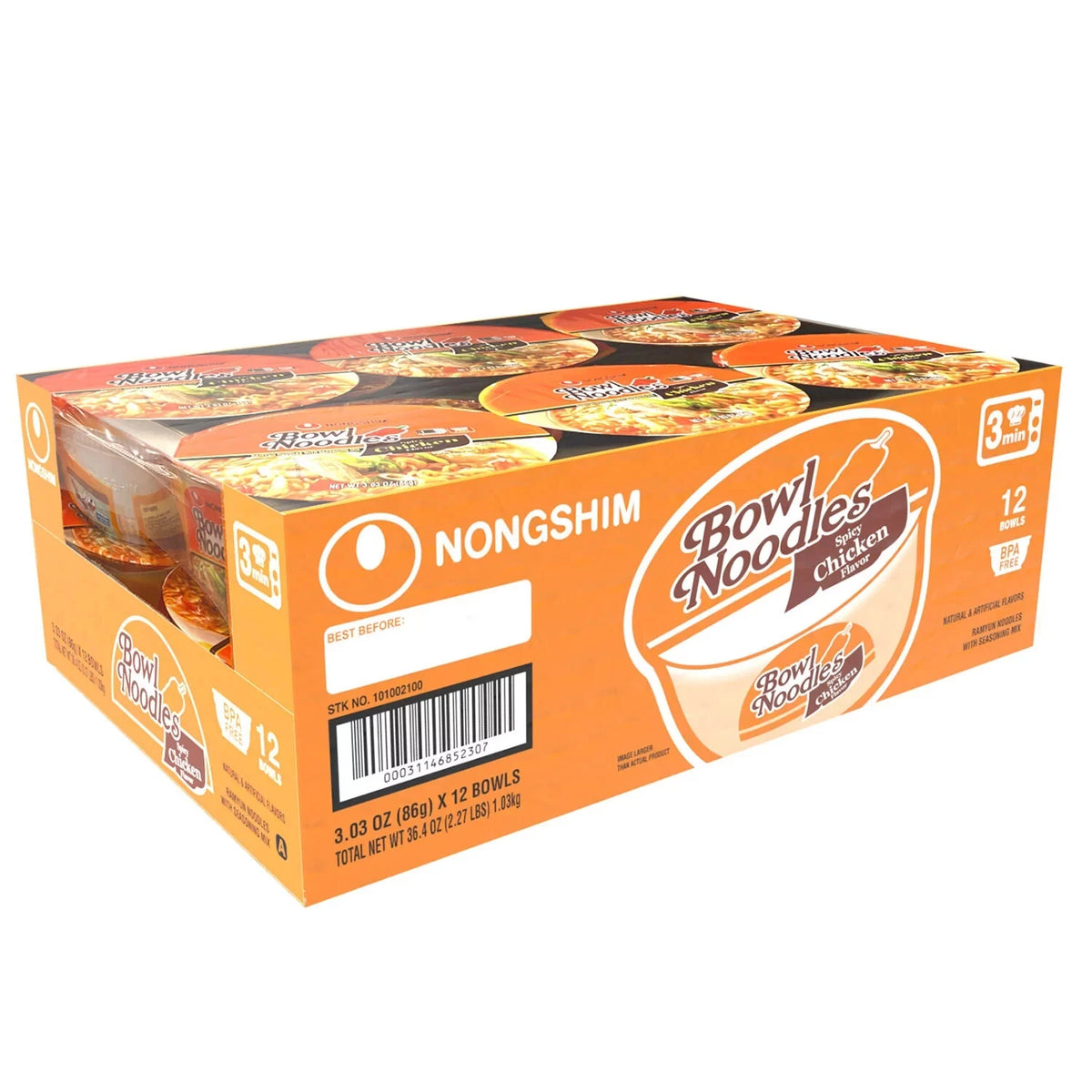 Nongshim Spicy Chicken Bowl Noodle Soup 12ct